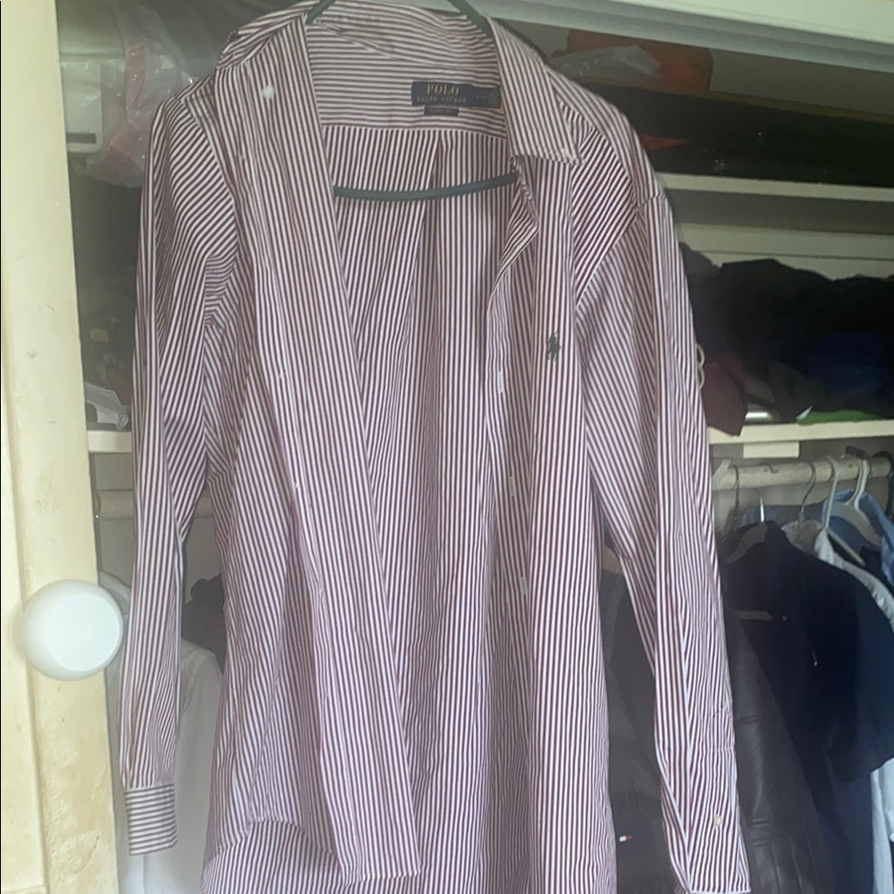 Polo by Ralph Lauren Red and White Casual Button Down Shirt